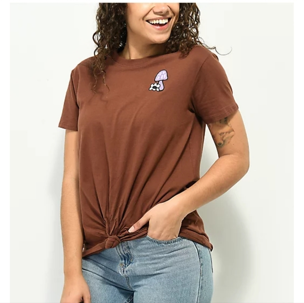 Dravus Joane Heading Nowhere Brown T-Shirt Graphic T-Shirt Mushroom size S